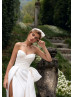 Strapless Ivory Organza Slit Airy Wedding Dress